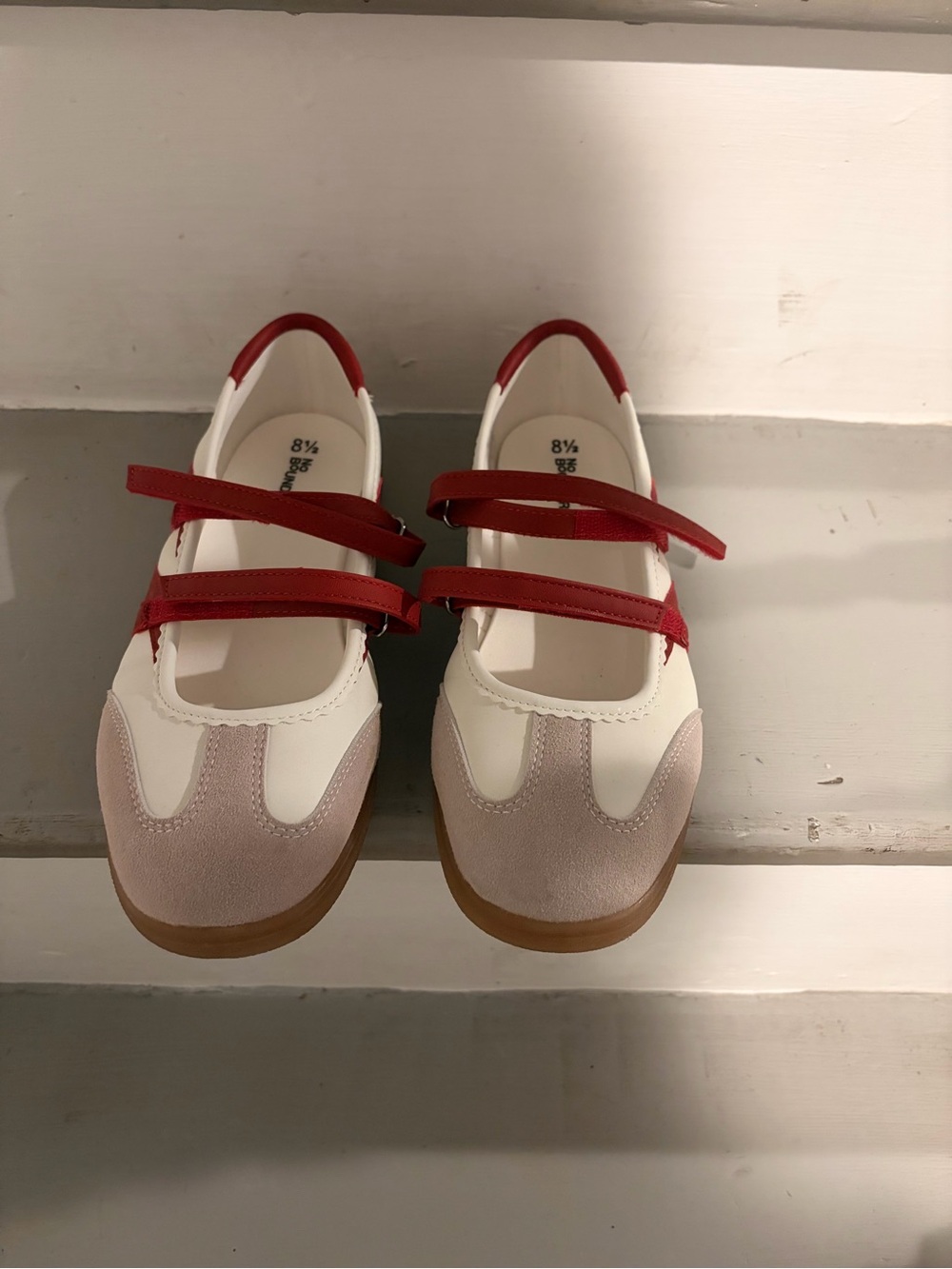 Women White and Red Mary Jane Sneakers